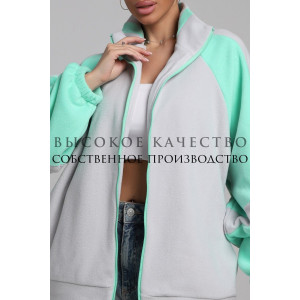 Толстовка женская ТФЛ01 флис (р-ры: 42-60) серый-мята