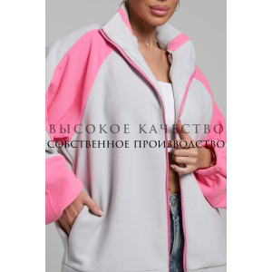 Толстовка женская ТФЛ01 флис (р-ры: 42-60) серый-розовый