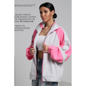 Толстовка женская ТФЛ01 флис (р-ры: 42-60) серый-розовый