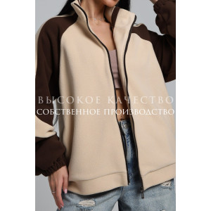 Толстовка женская ТФЛ01 флис (р-ры: 42-60) бежевый-коричневый