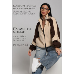 Толстовка женская ТФЛ01 флис (р-ры: 42-60) бежевый-коричневый