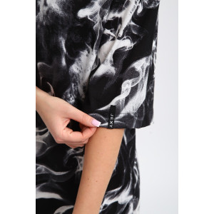 Туника женская ТПК-01 кулирка (р-ры: 46-72) черный-белый-дым