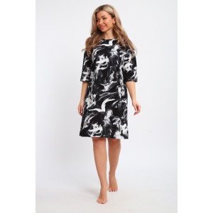 Туника женская ТПК-01 кулирка (р-ры: 46-72) черный-белый-дым