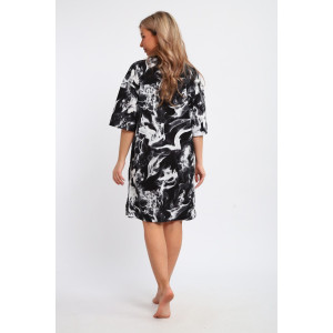 Туника женская ТПК-01 кулирка (р-ры: 46-72) черный-белый-дым