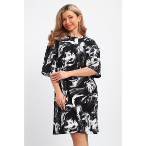 Туника женская ТПК-01 кулирка (р-ры: 46-72) черный-белый-дым