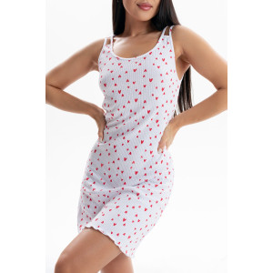 Сорочка женская №00029 интерлок (р-ры: 40-54) белый с сердечками