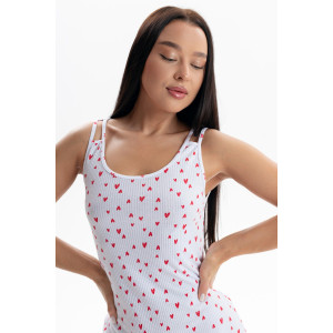 Сорочка женская №00029 интерлок (р-ры: 40-54) белый с сердечками