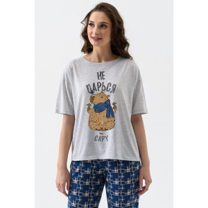 Пижама женская "Капибара" 2166-К трикотаж (последний размер) синий 46 Пижама женская "Капибара" 2166-К трикотаж (последний размер) синий 46