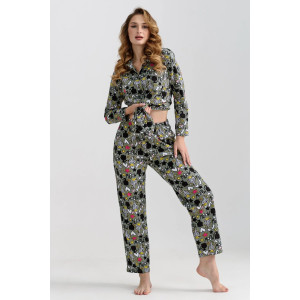 Пижама женская "Мяу" 2271-К трикотаж (последний размер) зеленый 48,50,52