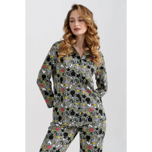 Пижама женская "Мяу" 2271-К трикотаж (последний размер) зеленый 48,50,52