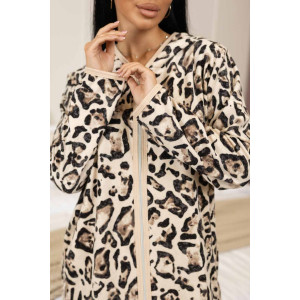 Халат женский 1948М/1 махра (последний размер) бежевый-коричневый 64-66