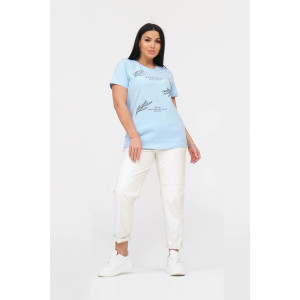 Футболка женская 1662/2 кулирка с лайкрой (последний размер) голубой 50