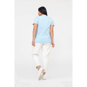 Футболка женская 1662/2 кулирка с лайкрой (последний размер) голубой 50