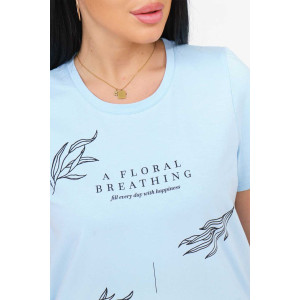 Футболка женская 1662/2 кулирка с лайкрой (последний размер) голубой 50