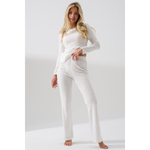 Пижама женская 2384-Рн "Ажур" (брюки) ажурная рибана (последний размер) молочный 48,52