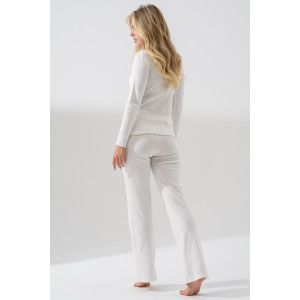 Пижама женская 2384-Рн "Ажур" (брюки) ажурная рибана (последний размер) молочный 48,52