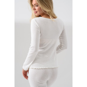 Пижама женская 2384-Рн "Ажур" (брюки) ажурная рибана (последний размер) молочный 48,52