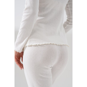 Пижама женская 2384-Рн "Ажур" (брюки) ажурная рибана (последний размер) молочный 48,52