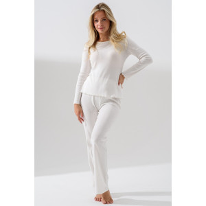 Пижама женская 2384-Рн "Ажур" (брюки) ажурная рибана (последний размер) молочный 48,52