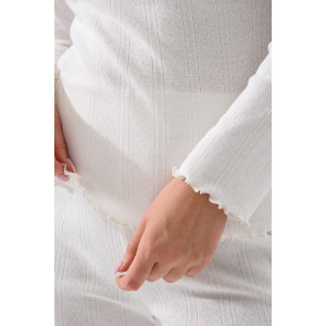 Пижама женская 2384-Рн "Ажур" (брюки) ажурная рибана (последний размер) молочный 48,52