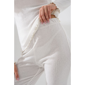 Пижама женская 2384-Рн "Ажур" (брюки) ажурная рибана (последний размер) молочный 48,52