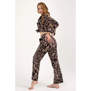Пижама женская "Энимал" 2255-К трикотаж (последний размер) черно-бежевый 54