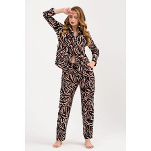 Пижама женская "Энимал" 2255-К трикотаж (последний размер) черно-бежевый 54