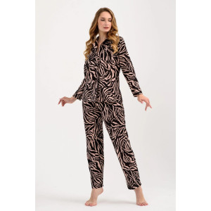 Пижама женская "Энимал" 2255-К трикотаж (последний размер) черно-бежевый 54