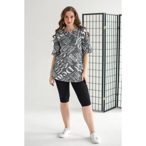 Костюм двойка женский 2079-К/Ви "Йога" кулирка+вискоза (последний размер) серый 58