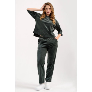 Костюм двойка женский "Идиллия" 2153-В трикотаж (последний размер) темно-зеленый 44