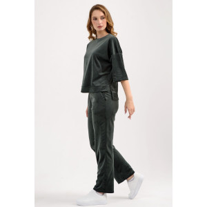 Костюм двойка женский "Идиллия" 2153-В трикотаж (последний размер) темно-зеленый 44