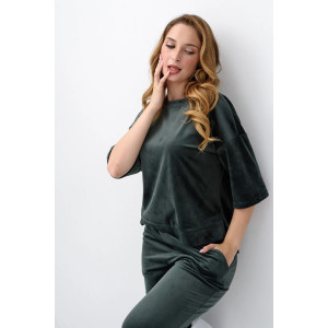 Костюм двойка женский "Идиллия" 2153-В трикотаж (последний размер) темно-зеленый 44