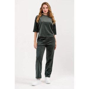 Костюм двойка женский "Идиллия" 2153-В трикотаж (последний размер) темно-зеленый 44