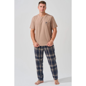Пижама мужская "Авангард" 2390-К/Ф кулирка-фланель (последний размер) бежевый 48