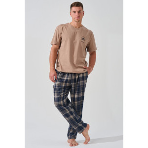 Пижама мужская "Авангард" 2390-К/Ф кулирка-фланель (последний размер) бежевый 48