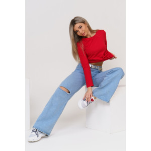 Лонгслив женский 1585/4 кулирка с лайкрой (последний размер) красный 52