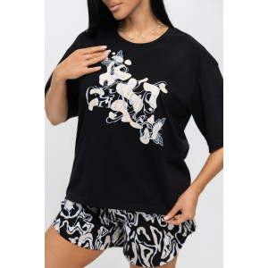 Костюм двойка женский 1975/6 кулирка (последний размер) черный-бежевый 52 Костюм двойка женский 1975/6 кулирка (последний размер) черный-бежевый 52