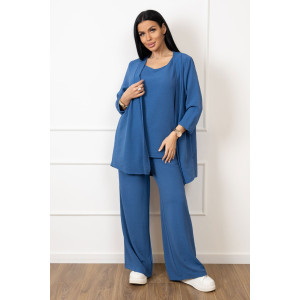 Костюм тройка женский 2142 жатка кантри (р-ры: 48-62) синий