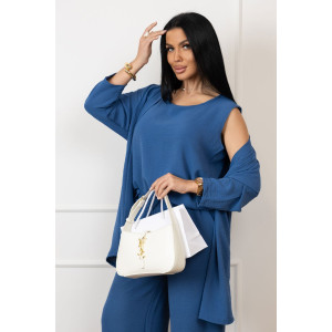 Костюм тройка женский 2142 жатка кантри (р-ры: 48-62) синий