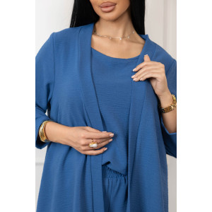 Костюм тройка женский 2142 жатка кантри (р-ры: 48-62) синий