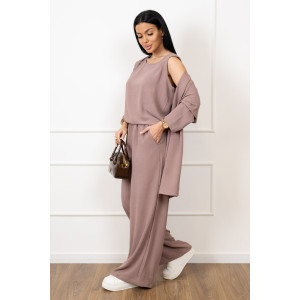 Костюм тройка женский 2142/1 жатка кантри (р-ры: 48-62) какао