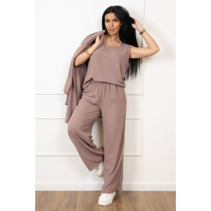 Костюм тройка женский 2142/1 жатка кантри (р-ры: 48-62) какао