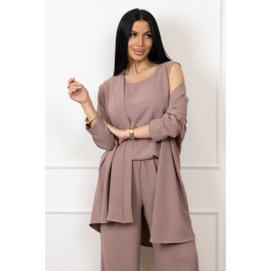 Костюм тройка женский 2142/1 жатка кантри (р-ры: 48-62) какао