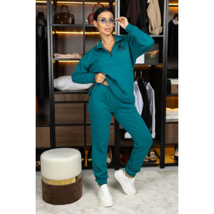 Костюм двойка женский 2037/1 футер 3-х нитка петля (р-ры: 44-58) петроль
