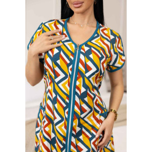 Халат женский 469/38 кулирка (р-ры: 48-62) зеленый-оранжевый-белый