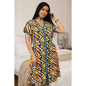 Халат женский 469/38 кулирка (р-ры: 48-62) зеленый-оранжевый-белый