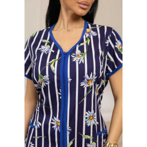 Халат женский 469/37 кулирка (р-ры: 48-62) индиго-белый