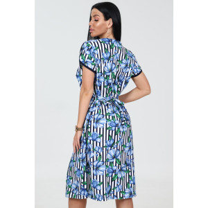 Халат женский 469/34 кулирка (р-ры: 48-62) синий-голубой-белый