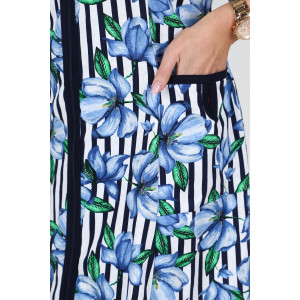 Халат женский 469/34 кулирка (р-ры: 48-62) синий-голубой-белый