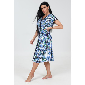 Халат женский 469/34 кулирка (р-ры: 48-62) синий-голубой-белый